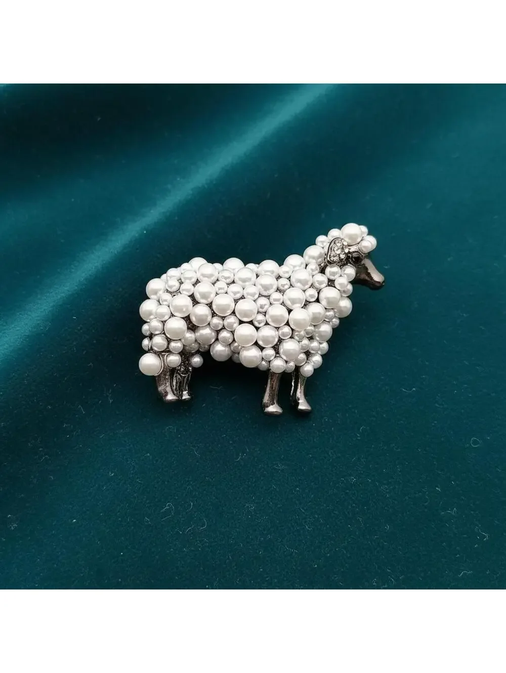 Sheep Brooch with Faux Pearl Embellishments #2